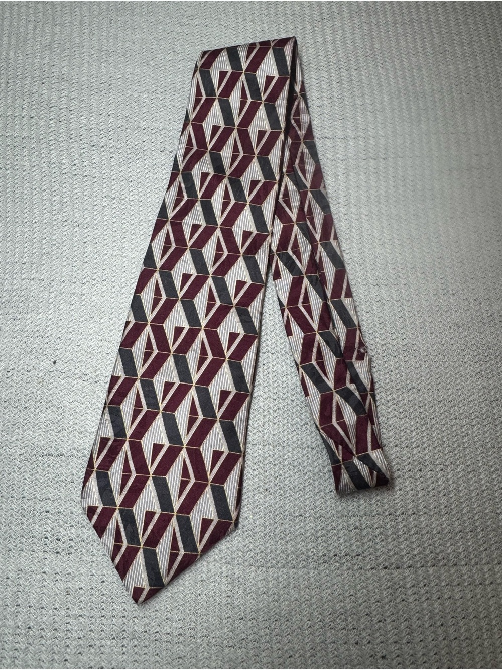 Men's Geometric Burgundy and Gray Dress Tie